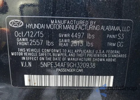 2016 Hyundai Sonata Sport z USA, uszkodzony, nr VIN 5NPE34AF9GH320938